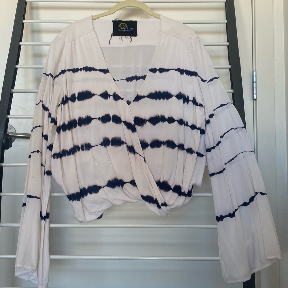 Blue Life Tie Dye wrap blouse, Size: S